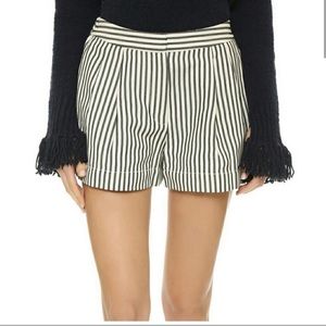 3.1 Phillip Lim Ivory & Black Striped Linen Blend Shorts Size 4